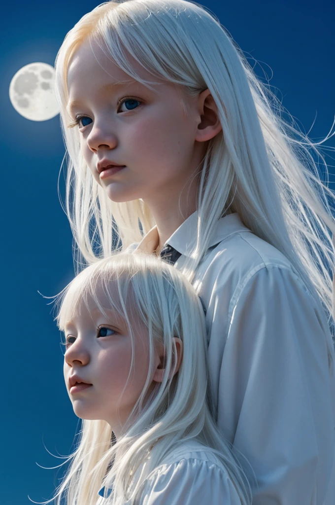 albino girl and the moon