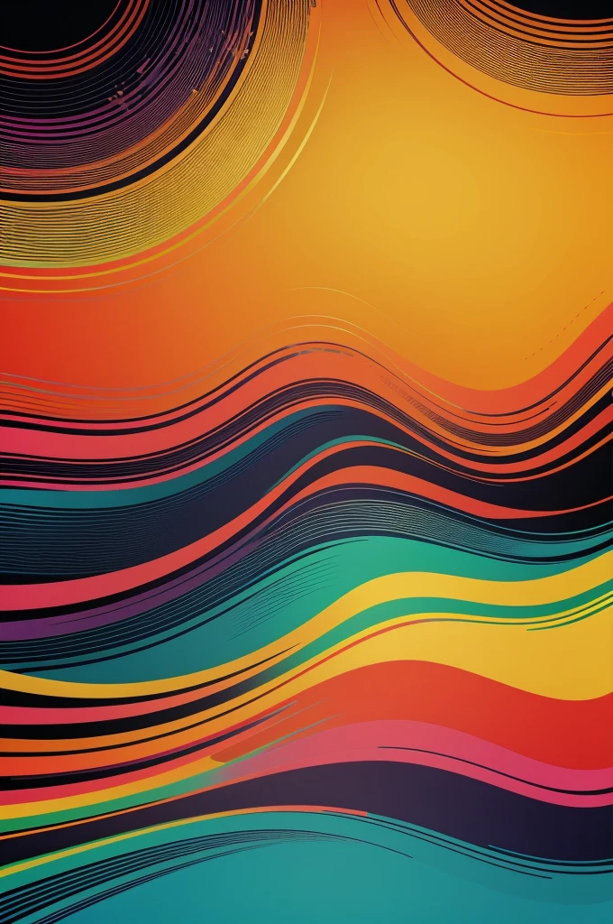 retro vintage 1970's vector graphic background, masterpiece, high quality, simple design with splashed colorss, vivid rainbow color variation