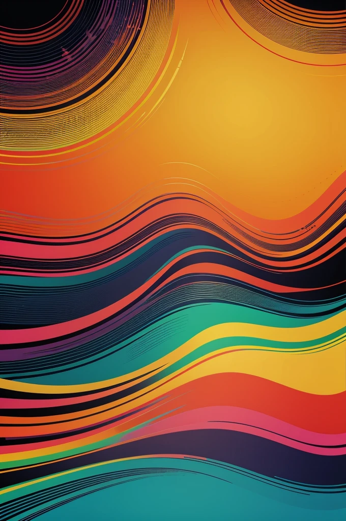 retro vintage 1970's vector graphic background, masterpiece, high quality, simple design with splashed colorss, vivid rainbow color variation