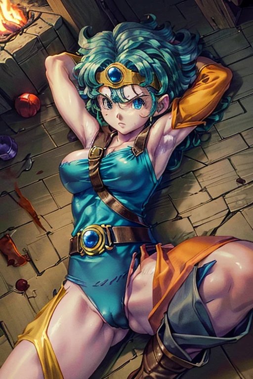 (((Dragon Quest 3 Costume)))、(((Female Hero)))、(((Almost dead)))、(((hang)))、(((suffering)))、(((Your clothes are torn)))、((Make the most of your original images))、((It is violently destroyed))、(((cadaver)))、(((Hanging)))、(((Weaknesses)))、((Bloodstained))、((Stockings are torn))、((Best image quality、8K))、Ultra-high resolution、(((be hit by a fire attack)))、(((There are many scars)))、(((Desperately endure)))、(((be hit hard)))、(((Defeated)))
