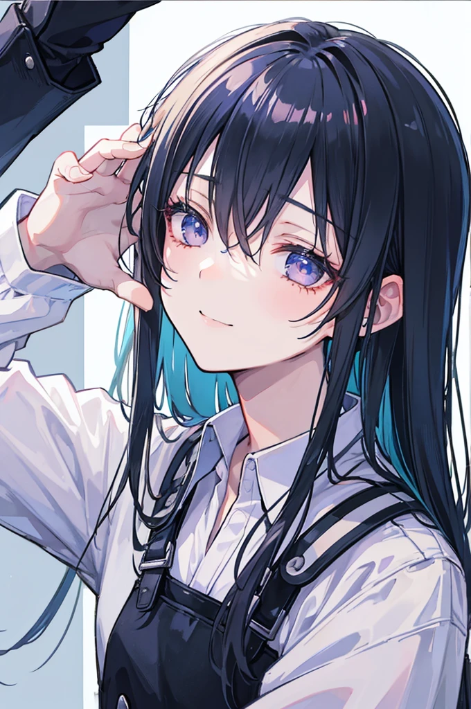 Boys，high quality background，Melancholy expression，High Detail，best quality，Cool colors，Close your eyes and smile helplessly，Powerlessness，An overall feeling of melancholy