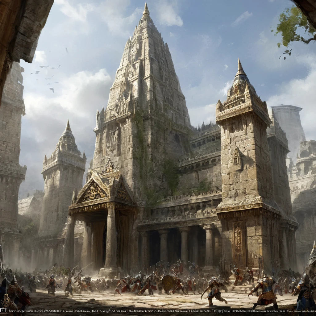 ((best quality)), ((masterpiece)), ((realistic,digital art)), (super detailed), (great temple of sigmar), view from the ground, (style medieval fantasy)