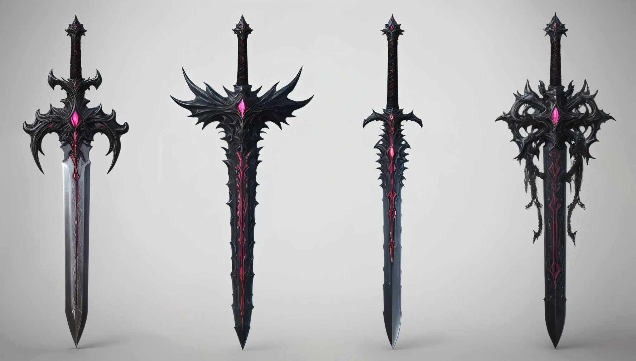 A full image design of a holy, horror, scary, nightmare, spooky, creepy, demonic, Gothic, fantasy, medieval, mythical, magic, mutated, monster sword weapon concept art with creature style pattern, textures, gothcore, weaponcore, 3D model, Unreal engine,