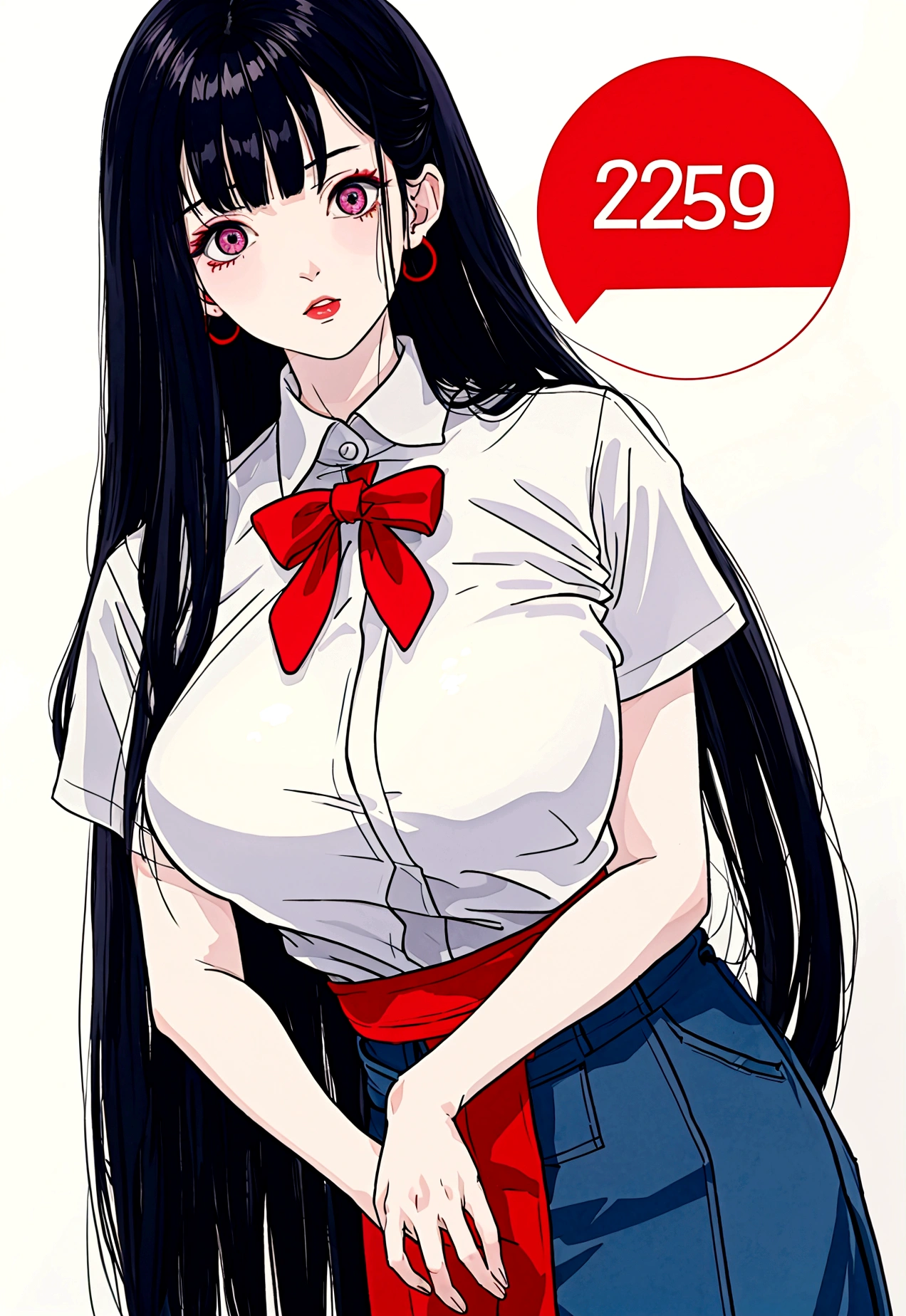 sakurajima mai,bunnygirl,Reveal a fleshy belly,Fleshy thighs，see-through school uniform，White shirt，red necktie，Ocean park，Comic cover style，Comic cover title,8K