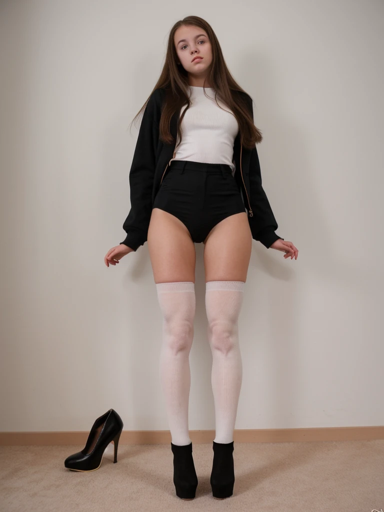 Teen girl  long socks high heels 