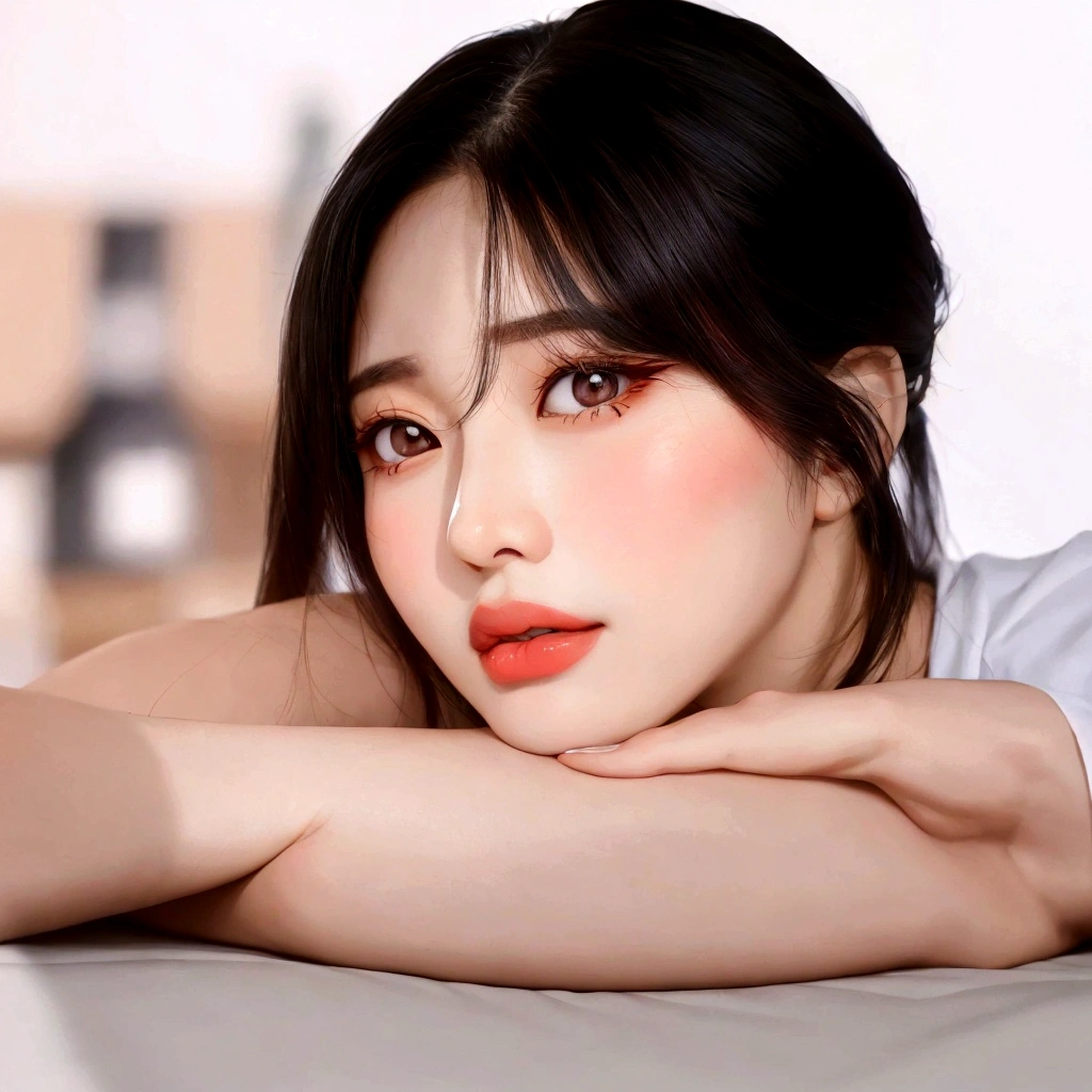 araffe asian woman with black hair and a white shirt, wan adorable korean face, tzuyu from twice, jinyoung shin, portrait of female korean idol, popular south korean makeup, beautiful south korean woman, ig model | artgerm, with round face, young adorable korean face, 8k artgerm bokeh, sakimichan, korean girl