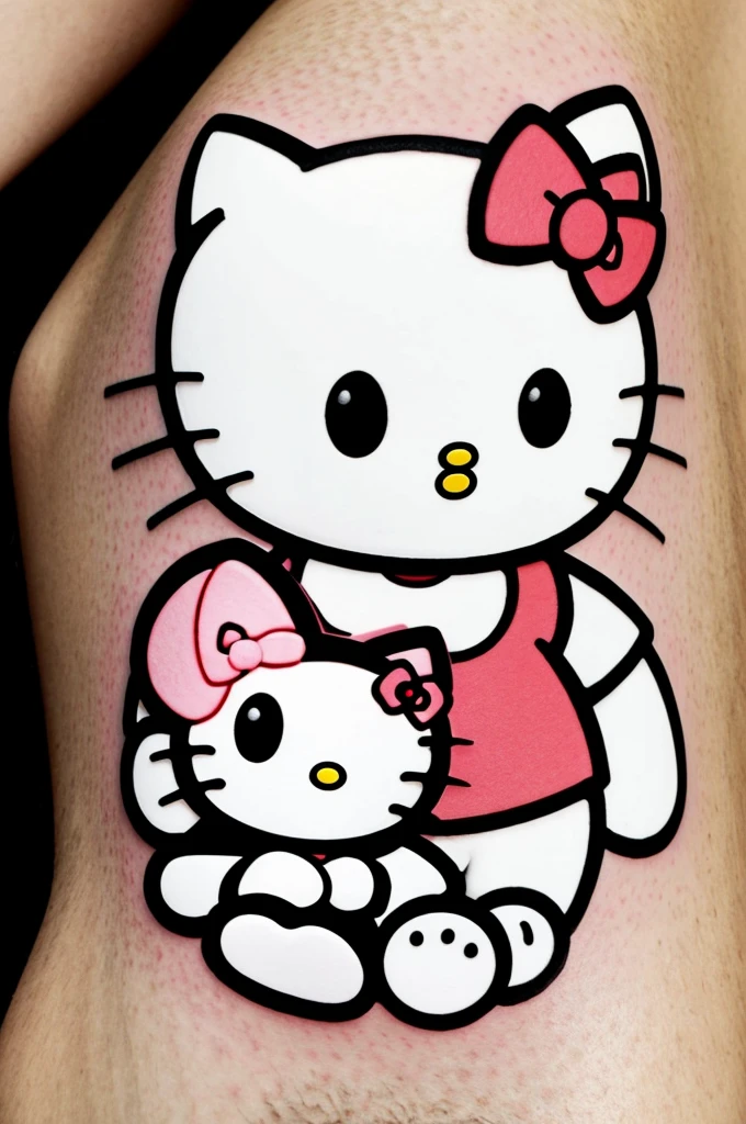 Generate a Hello Kitty image as a tattoo artist 