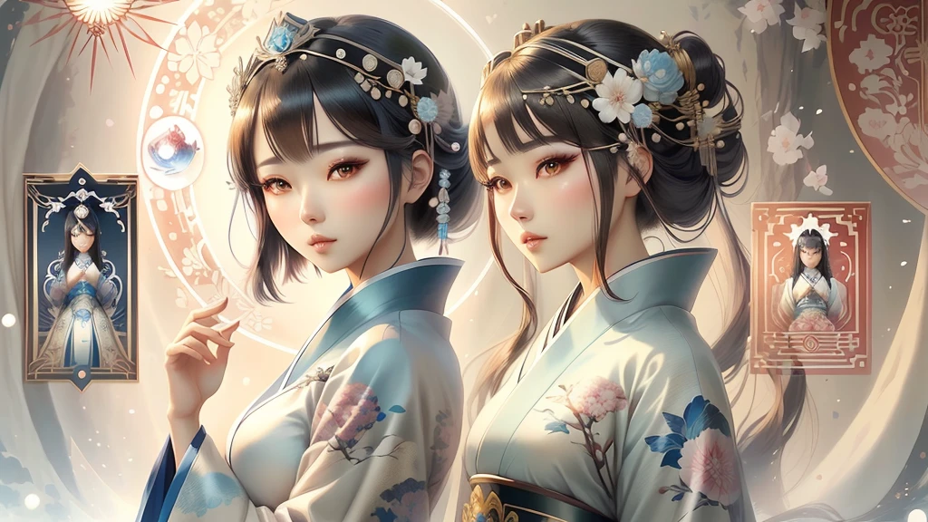 anime girl with a blue kimono and a white background, palace , a girl in hanfu, artwork in the style of guweiz, a beautiful artwork illustration, exquisite digital illustration, beautiful digital artwork, japanese goddess, a beautiful fantasy empress, japanese fantasy, beautiful fantasy art portrait, guweiz, beautiful digital illustration, elegant japanese woman, chinese fantasy,((frontal face)),