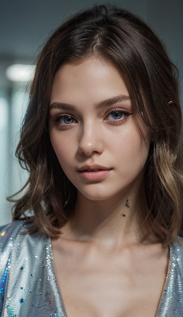 Realistic Woman Hair color is turquoise Blue Face is Barbara Palvin Black background FullHD