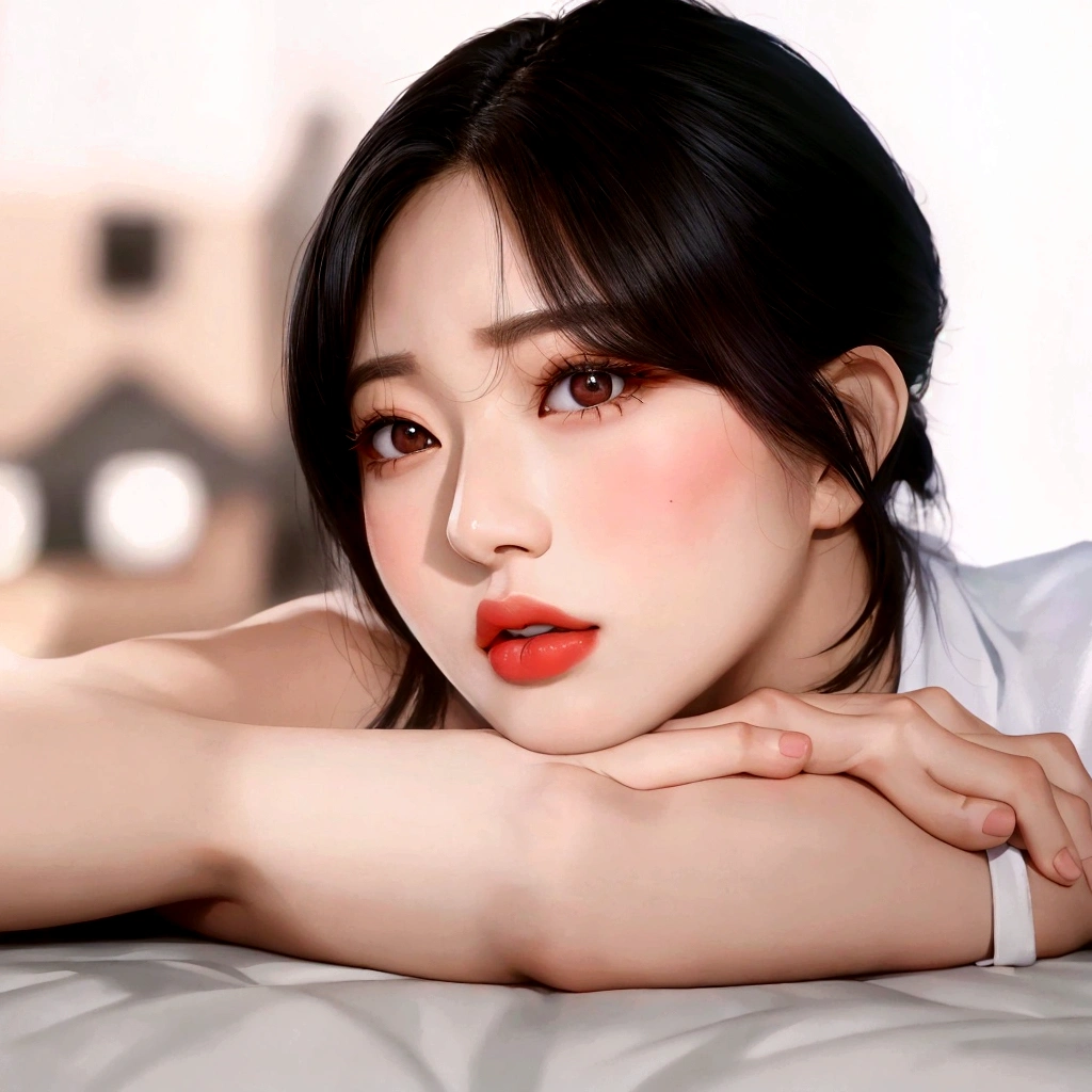 araffe asian woman with black hair and a white shirt, wan adorable korean face, tzuyu from twice, jinyoung shin, portrait of female korean idol, popular south korean makeup, beautiful south korean woman, ig model | artgerm, with round face, young adorable korean face, 8k artgerm bokeh, sakimichan, korean girl