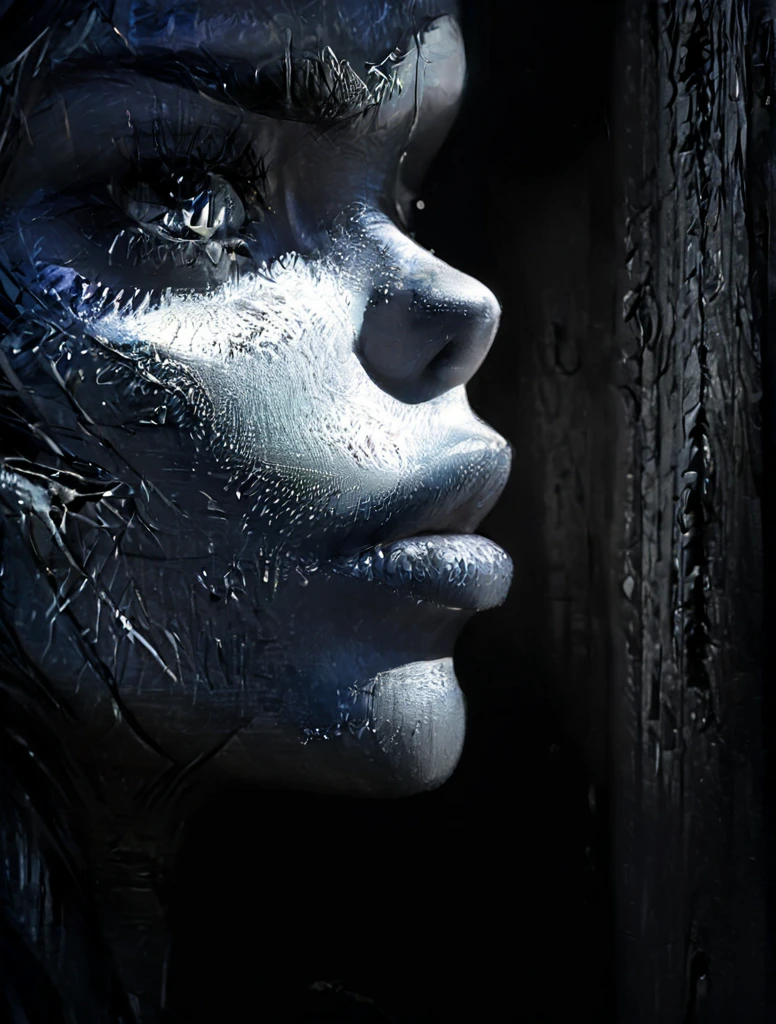 woman hr giger, thick paint, layered paint, 3d texture ral-drptpl