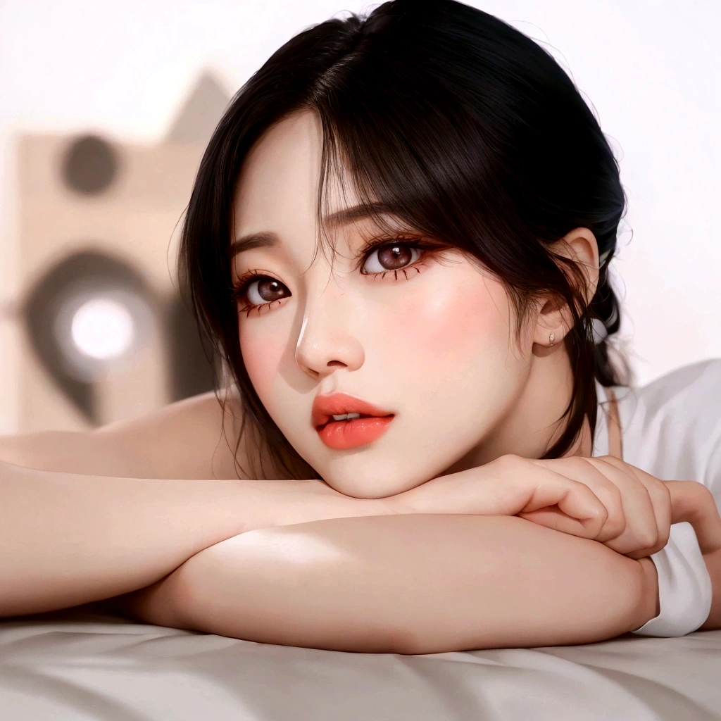 araffe asian woman with black hair and a white shirt, wan adorable korean face, tzuyu from twice, jinyoung shin, portrait of female korean idol, popular south korean makeup, beautiful south korean woman, ig model | artgerm, with round face, young adorable korean face, 8k artgerm bokeh, sakimichan, korean girl
