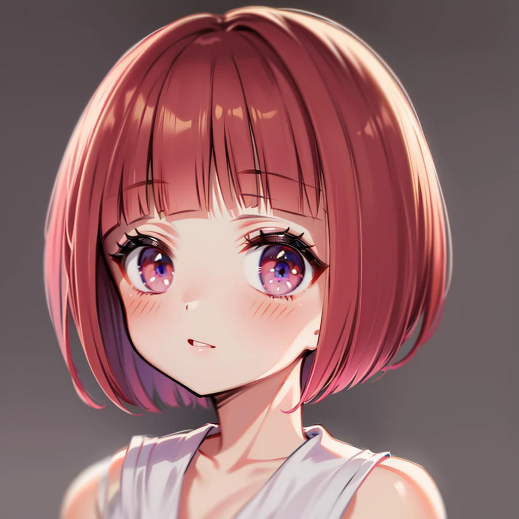 Her hair is pinkish brown、Brown eyes、Beautiful Eyes