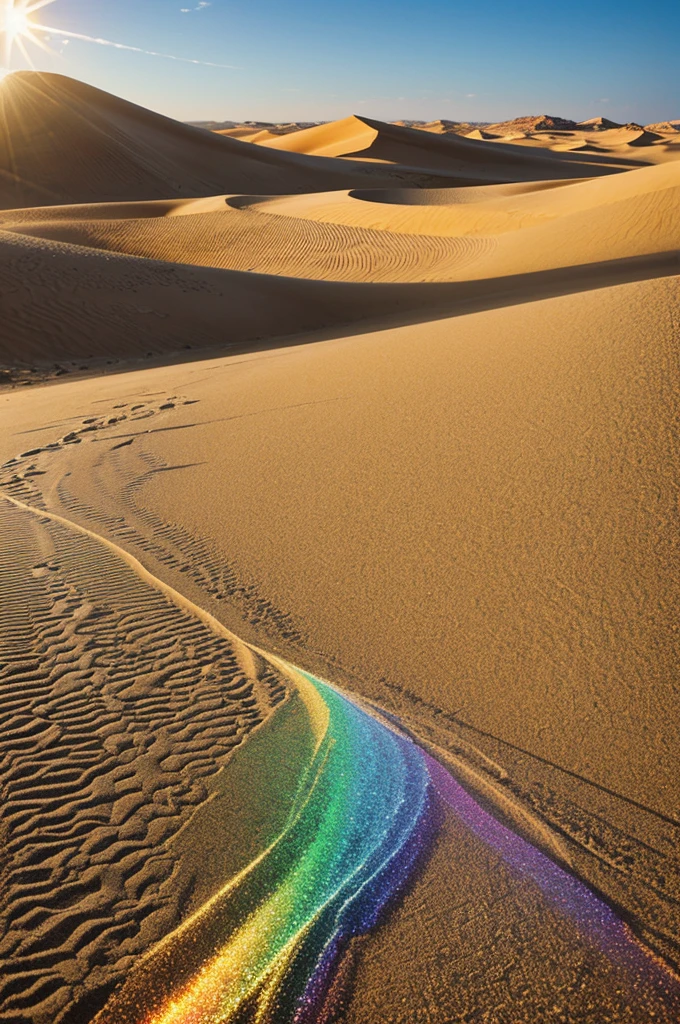 Three rainbow sparkling sand desert
