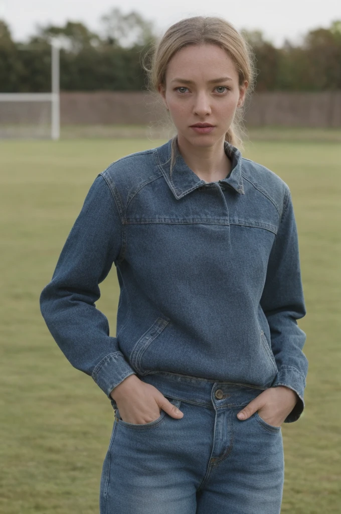 1girl, solo, chelsea kits, blue jeans, hands on hip, soccer field, soft lighting, looking at viewer, blurry background, bokeh, chromatic aberration, depth of field, masterpiece, best quality, ultra-detailed, ultra high res, (photorealistic:1.4), raw photo, (realistic:0.2), 8k HDR, f1.4, 40mm, photorealistic, raw, 8k, textured skin, skin pores, intricate details, by Dorothea Lange
as85, blonde hair