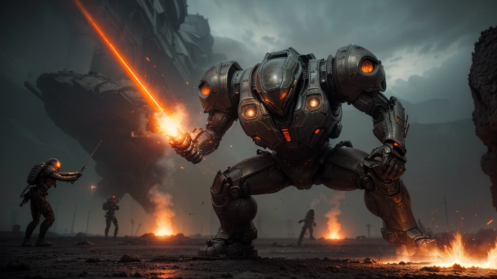 (((SOPHISTICATED COMBAT PIECE))), ((CARVED STEEL, IMPOSSIBLE), (FORCED PERSPECTIVE VIEW FROM BELOW OF STRAIGHT-LINE BIOMECHANICS OF ALIEN WAR biomechanics of disgusting alien biology) biomechanical alien, unknown, extraterrestrial biology on unknown planet, HEAVY atmosphere with dust particles suspended in the air red - orange WITH SULFUR
