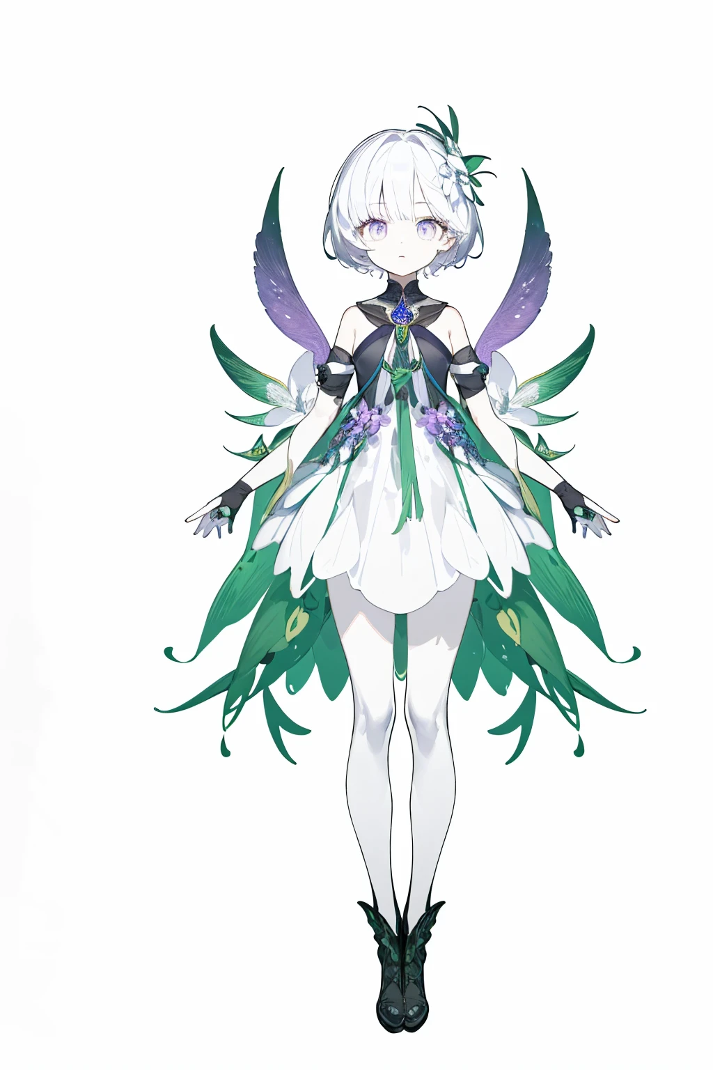 masterpiece, Best lighting, (((Very detailed))), Highest quality, lilac, whole body、whole bodyイラスト、Forest Fairy, Lily of the valley, ((Mysterious Forest Boy)), Perfect Anatomy, A cute boy, Great body, Perfect balance, (((VTuber whole body)), No background, Blank Background, ((((((White Background)))))))