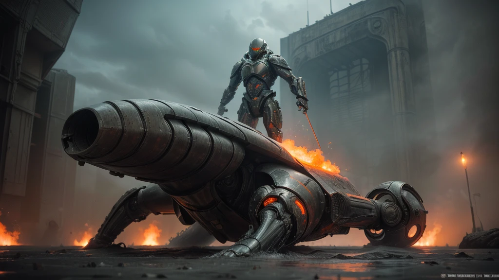 (((coming out of the water))) (((SOPHISTICATED COMBAT PIECE))), ((CARVED STEEL, IMPOSSIBLE), (FORCED PERSPECTIVE VIEW FROM BELOW OF STRAIGHT-LINE BIOMECHANICS OF ALIEN WAR biomechanics of disgusting alien biology) biomechanical alien, unknown, extraterrestrial biology on unknown planet, HEAVY atmosphere with dust particles suspended in the air red - orange WITH SULFUR