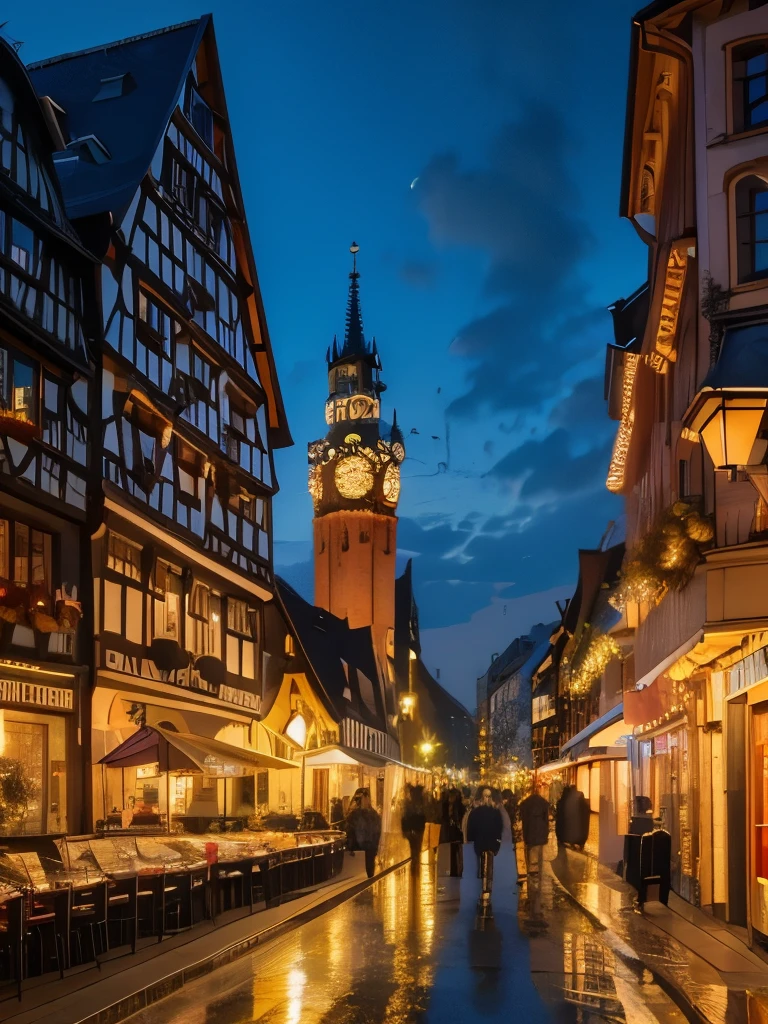 German cityscape、Halloween Scenery、night、Jack O&#39;Lantern