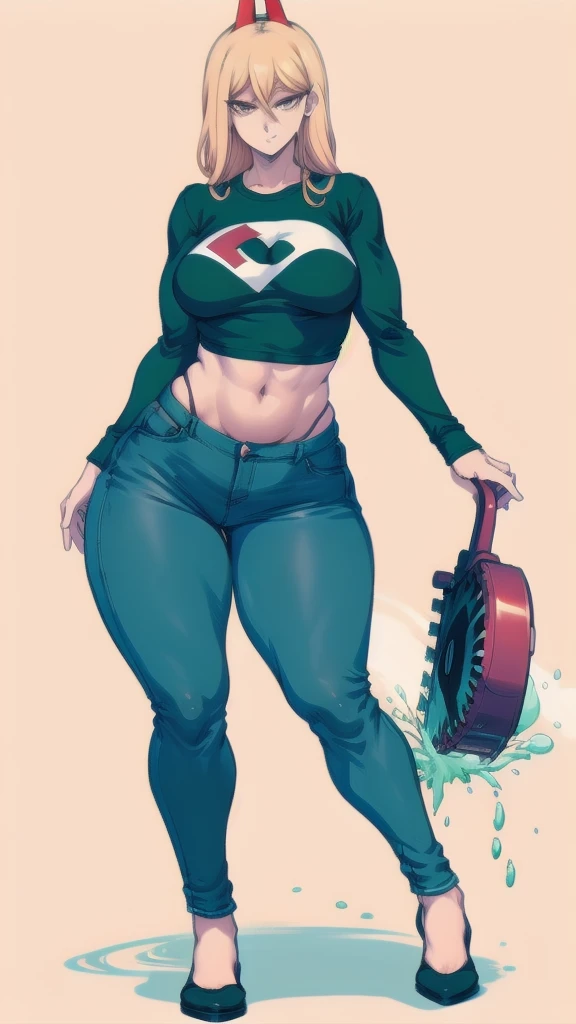 (full body), full body in image, full clothed, sweter shirt, jeans, power costume, full power from chainsaw man, power clothes, fusion of power from chainsaw man and power from chainsaw man MAPPA, full woman, full body, long hair, female body, curvy body, thicc body, big thighs, voluptuous body, full thick body, dinamic pose, curve body. detalied pose, body, simple background, expressive face, focus on face, line art, sketch
