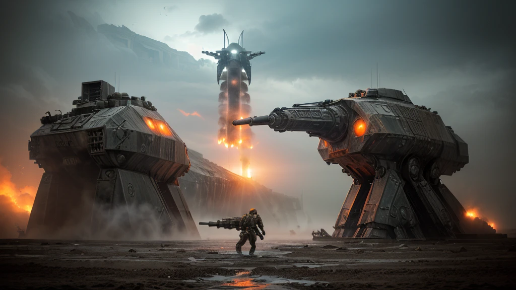 (((coming out of the water, KNOCKING DOWN WAR MACHINES))) (((SOPHISTICATED COMBAT PIECE))), ((CARVED STEEL, IMPOSSIBLE), (FORCED PERSPECTIVE VIEW FROM BELOW OF STRAIGHT-LINE BIOMECHANICS OF ALIEN WAR biomechanics of disgusting alien biology) biomechanical alien, unknown, extraterrestrial biology on unknown planet, HEAVY atmosphere with dust particles suspended in the air red - orange WITH SULFUR