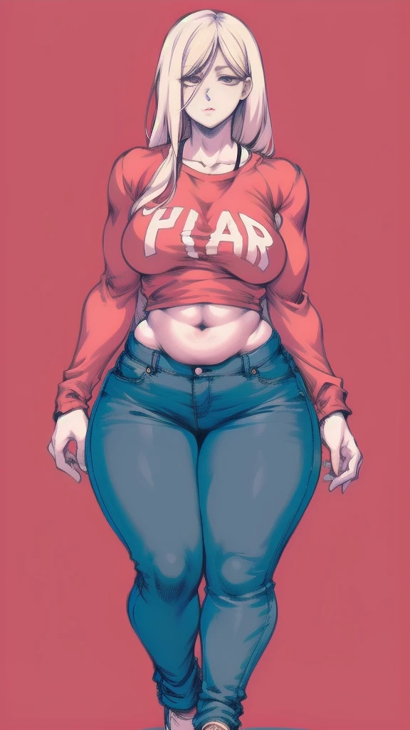 (full body), full body in image, full clothed, sweter shirt, micro shorts jeans, power costume, full power from chainsaw man, power clothes, fusion of power from chainsaw man and power from chainsaw man MAPPA, full woman, full body, long hair, female body, curvy body, thicc body, big thighs, voluptuous body, full thick body, dinamic pose, curve body. detalied pose, body, simple background, expressive face, focus on face, line art, sketch
