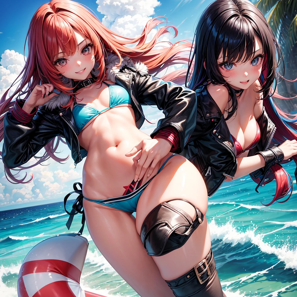 middle School girls,smile,Beautiful girls,Horny girl,Best Quality,Perfect Girl,Super cute girl,Swimwear,bikini,leather jacket,Ocean,fur jacket,Long Hair、She has her bangs down,Multi-colored hair,Ultra HD,Young girl,Sex,Naughty Girls,Blowjob,Full body image,Absurd,Beautiful girls,