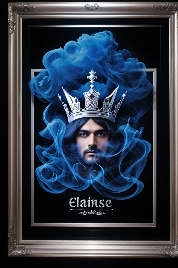 Eliaz framed with black background silver letters latest definition 3d blue smoke and crown