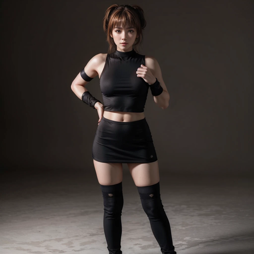 Kasumi, brown eyes, (best quality, ultra detail), (realistic:1.37), beautiful and detailed face, ultra-realistic texture, Delicate face, delicate body, red lipstick, bright colors. high definition, 8K, expression with a slight cute smile and sexy