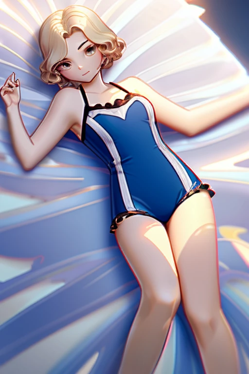 ((Лучшее качество)), ((шедевр)), (подробный), A girl in a swimsuit is lying