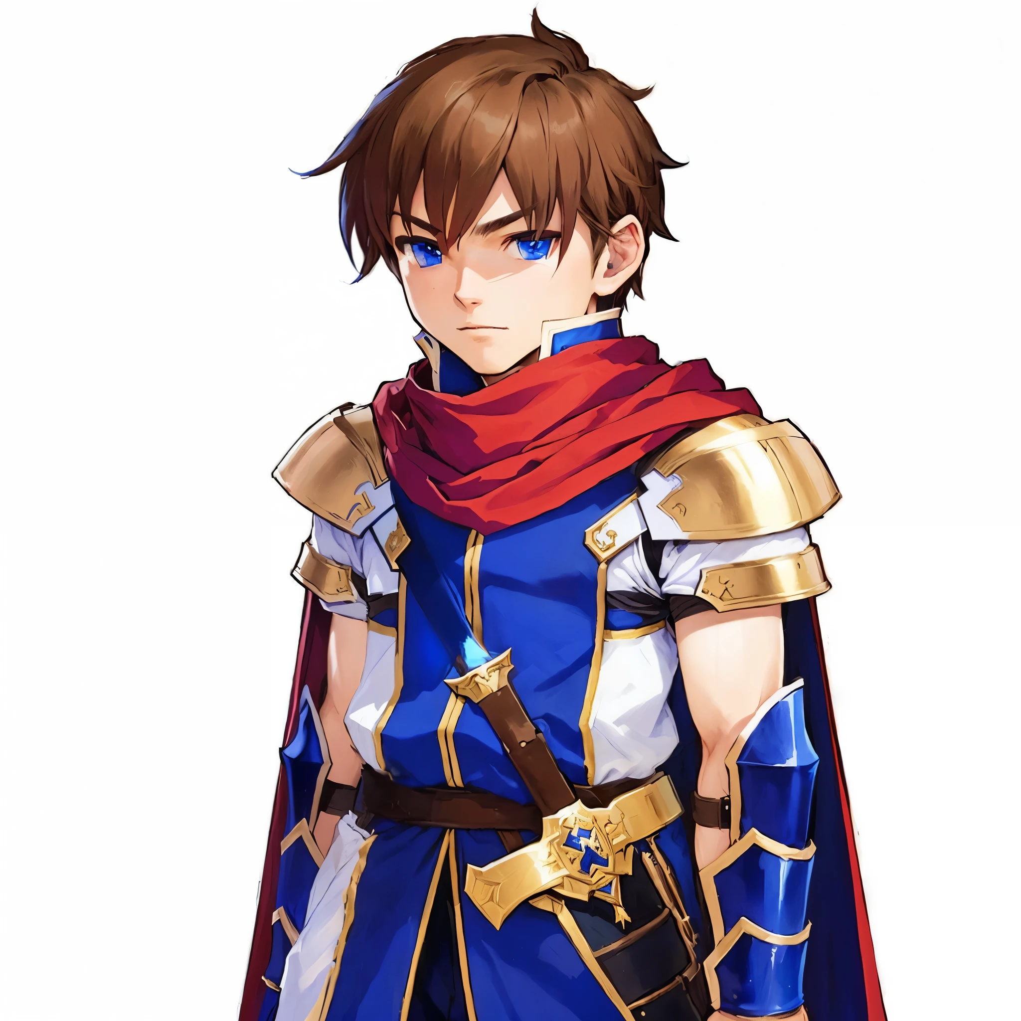 a cartoon image of a man in a blue outfit and a red cape, nobutaka ike, crisp and clear RPG portrait, as in real life, offcial art, full body RPG portrait, a male human paladin, Full body portrait RPG, Personagem de Final Fantasy Tactics, jrpg character, full portrait of the magic knight, offcial art do personagem, coriolios RPG art style