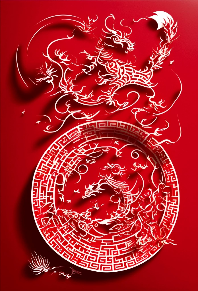 Red and white Chinese Mid-Autumn Festival greeting card，Served on a white plate, Cloth Banner, Red banner, Full card design, Chinese, poster design, cheongsam, red and white color theme, Mid-Autumn Festival, Red Lantern, poster, girl, poster background, 