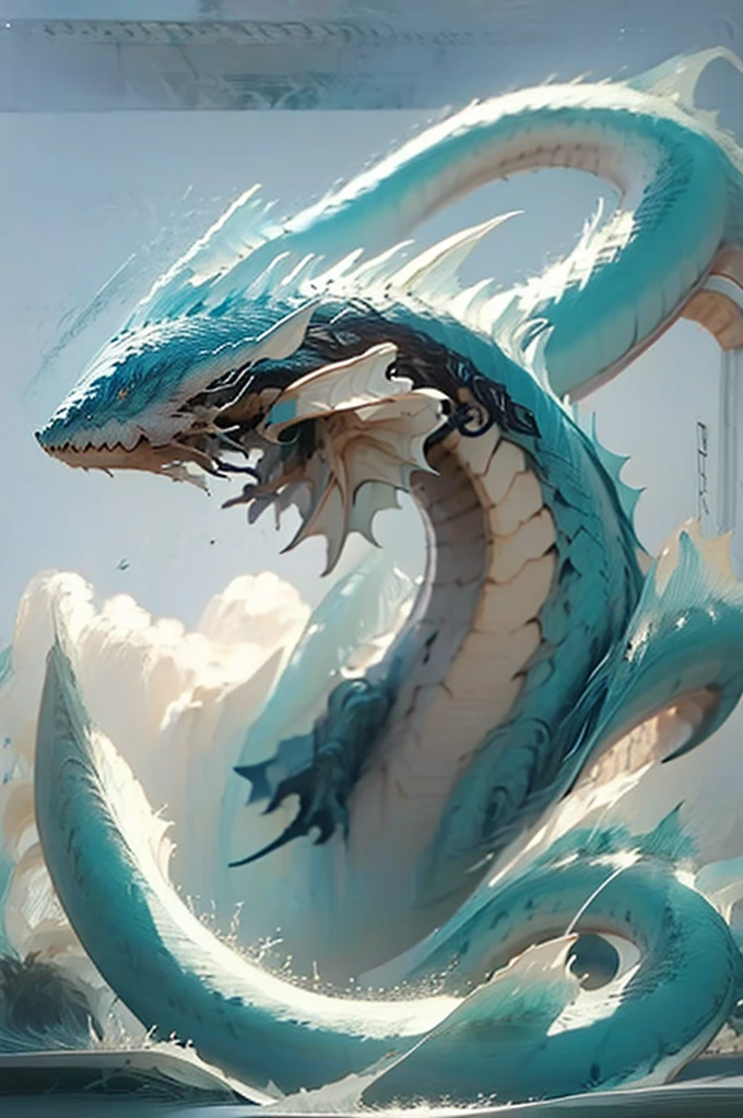 A Japanese-style dragon clad in thunder appears from the sea of clouds、dragon、dragon、dragon神、Chen、LoRA first