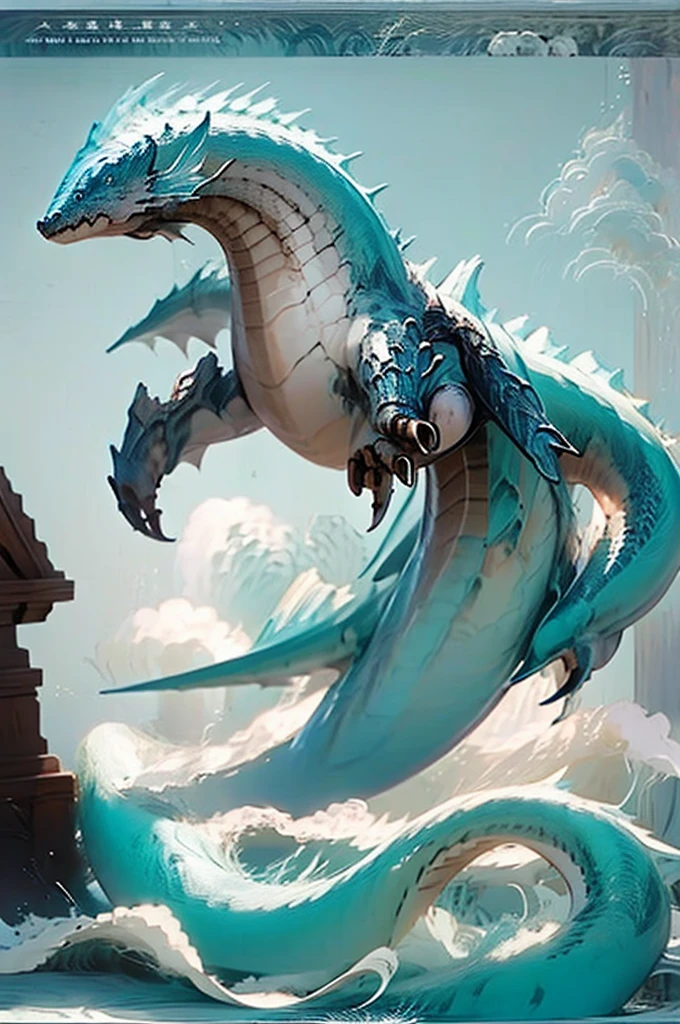 A Japanese-style dragon clad in thunder appears from the sea of ​​clouds、dragon、dragon、dragon神、Chen、LoRA first