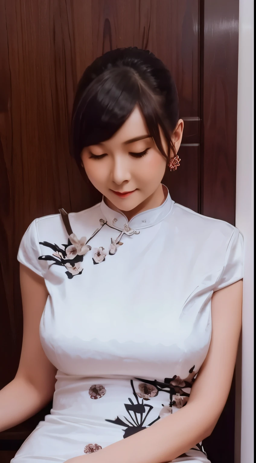 Beautiful woman using person role play to define body in detail, Large Breasts