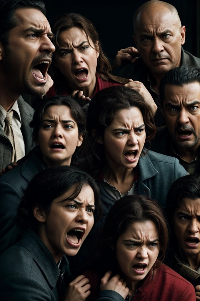 A photograph of the characters of intensely., fury now aside, a mix of joy, anxiety, Sadness, displeasure and fury 