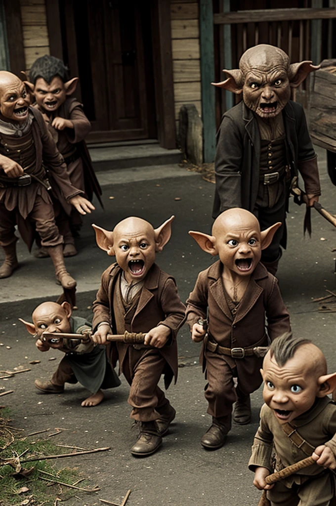 goblins scaring people in a town and messing up children's toys or scaring them at night
