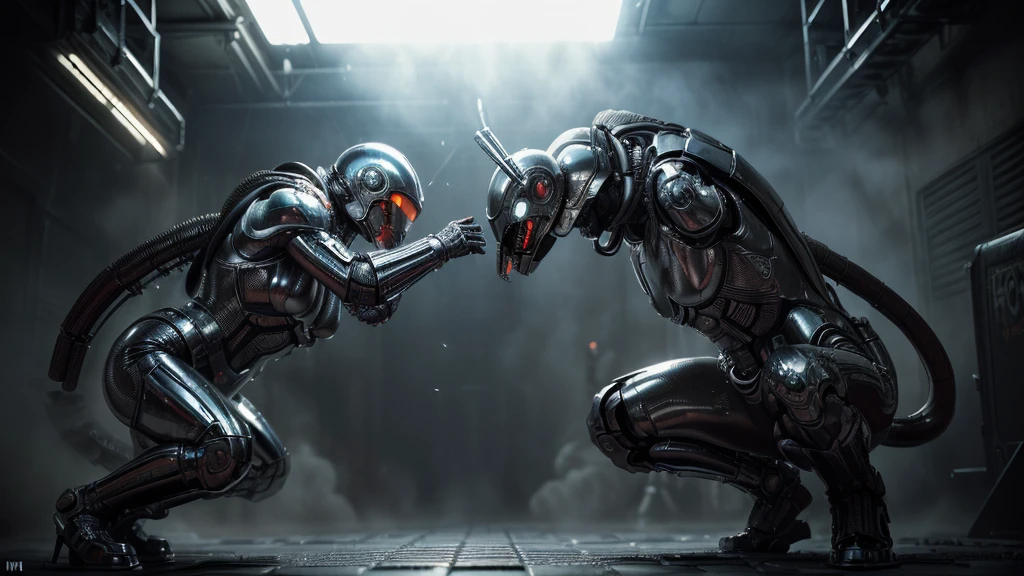 (((CHROME FIGHTING MACHINES))) (((INCREDIBLE R STYLE COMBAT PIECE. h. Giger ))), ((CARVED STEEL), (DEPTH OF FIELD IN FORCED PERSPECTIVE VIEW FROM BELOW OF ALIEN WAR STRAIGHT BIOMECHANICS disgusting alien biology biomechanics) biomechanical alien, unknown, extraterrestrial biology on unknown planet, HEAVY atmosphere with dust particles suspended in the air red - orange WITH SULFUR
