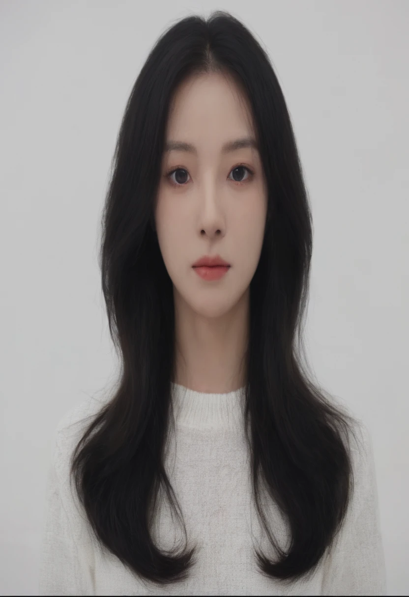 Best Quality, 8k, Masterpiece, (Portrait: 1.3), (photo realistic:1.4), (hyper realistic:1.4), Sharp Focus, looking at viewer, (smoother lighting:1.1), (increase cinematic lighting quality:0.9), realistic lighting, backlighting, light on face, ray trace, (brightening light:1.2), (Increase quality:1.4), sharp detail, (best quality real texture skin:1.4), finely detailed eyes, black_eyes, finely detailed face, 25 year old Korean woman, (white formal_shirt:1.4), (Create an image maintaining the original base model hairstyle:1.5)