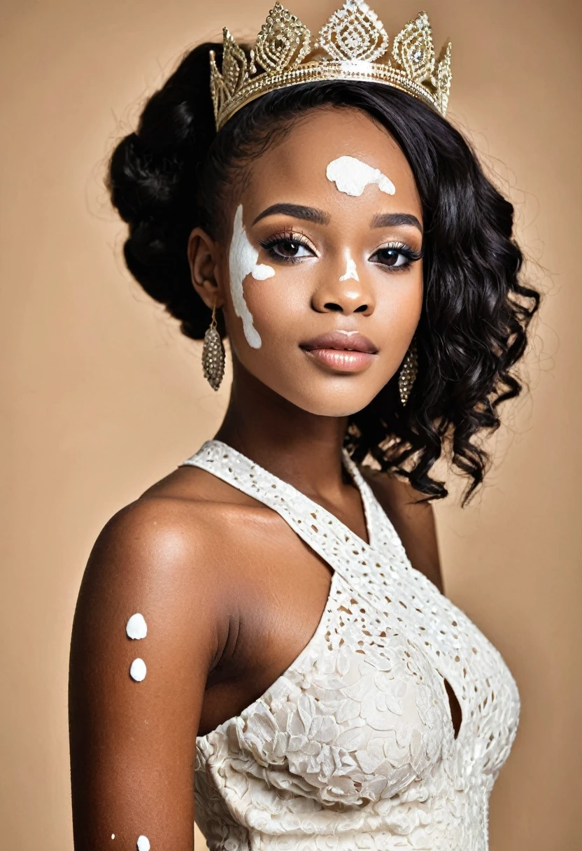 Beautiful african girl, beauty queen with vitiligo