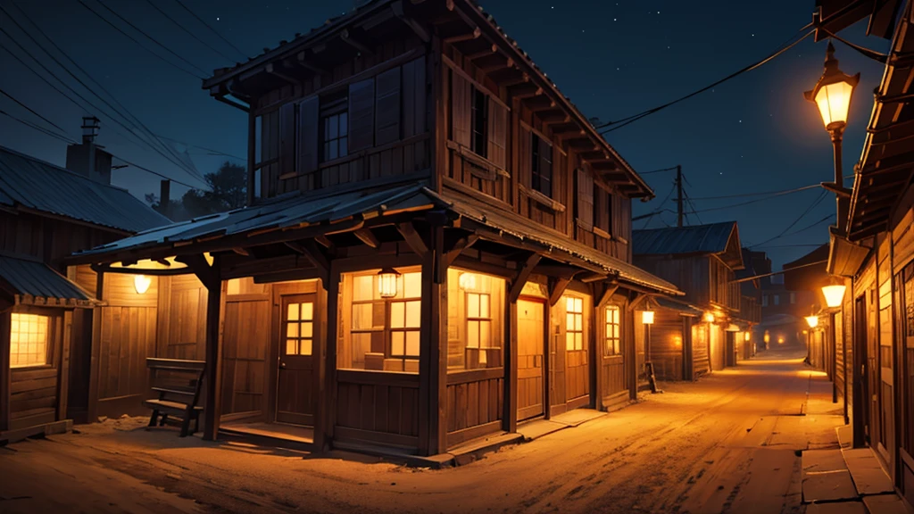 a saloon at night, no persons, no humans, at night