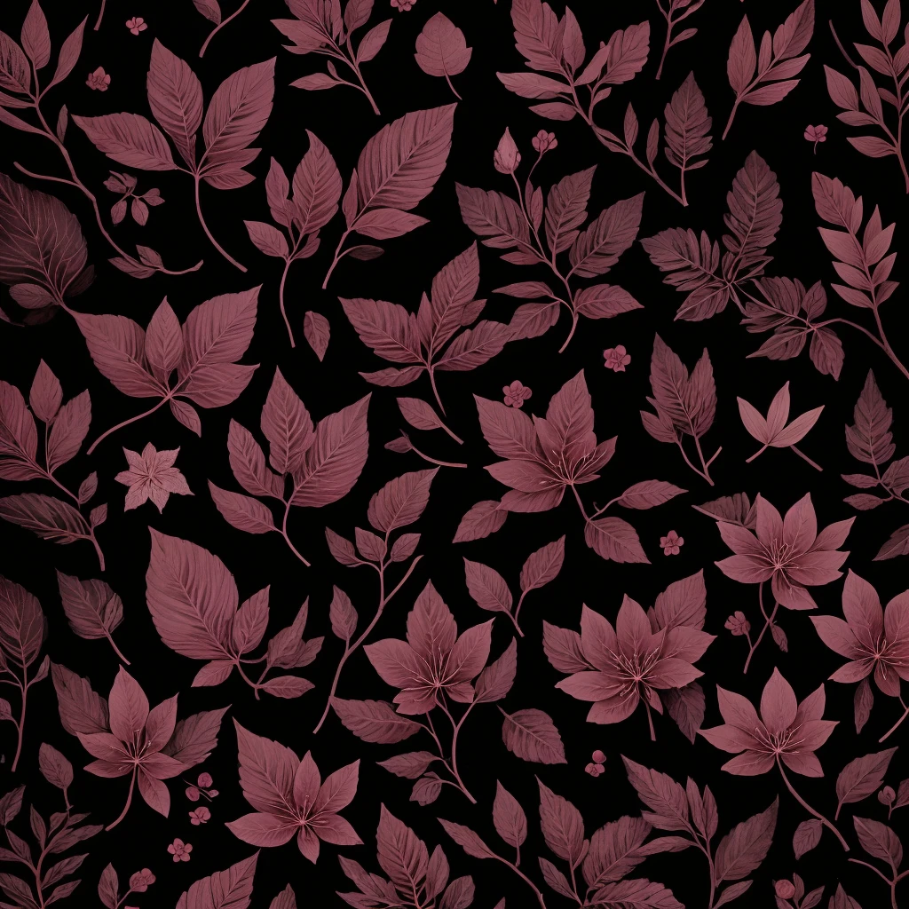 a black and pink floral background with leaves and berries, beautiful illustration, purple foliage, by Rose Henriques, by Zofia Stryjenska, pink forest, botanical background, by Maruja Mallo, illustration | rutkowski, by Emily Murray Paterson, by Louise Abbéma, detailed beautiful plants, lush garden leaves and flowers, color leaves, beautifully illustrated