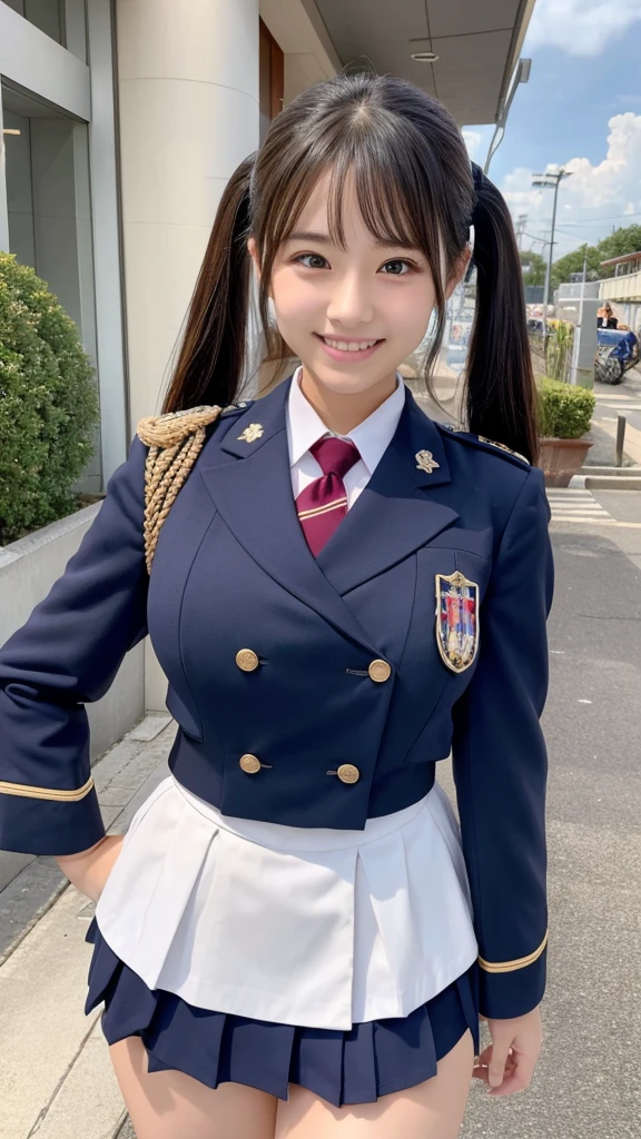 beautiful girl、In town、uniform、Real、Big Breasts、smile、Twin tails