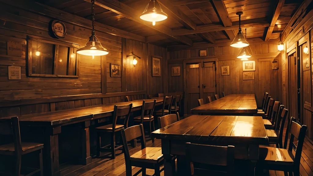inside a saloon at night, no persons, no humans, cartoon-style