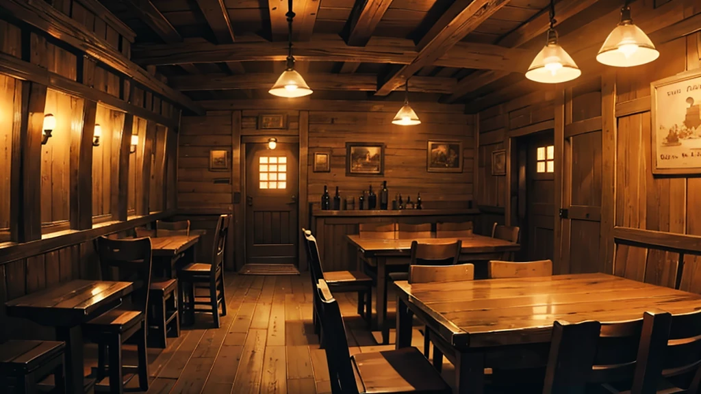 inside a saloon at night, no persons, no humans, cartoon-style