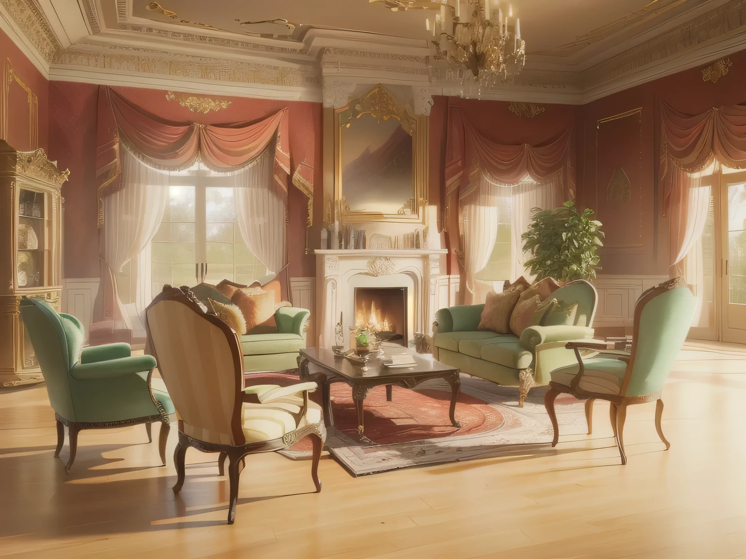 arafed living room with a fireplace and a staircase, cozy living room background, interior background technology, Warm home background, living room background, background technology, Personal room background, storybook wide shot :: HD, Realistic establishing shots, living room, Official illustrations, detailed set design, Kingdom of Light Background, Inspired by Luigi Casimir (Luigi Kasimir), Palace Background, House background