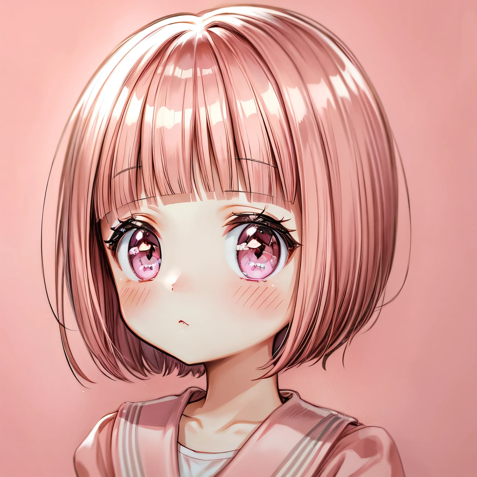 pink Brown Hair、Light pink blush、Beautiful eyes、Full Color、brown eyes、