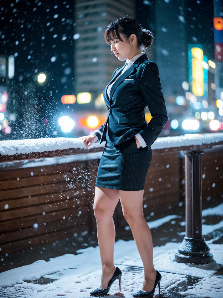 (masutepiece,High quality,16k:1.1),(depth of fields:1.3) ,((front body:1.35)),slovakian ,mature Woman, ((business suit, pencil skirt)), huge breasts, voluptuous, thicc, curvy,(Looking at Viewer:1.3),(full body shot:1.2),(snowing:1.2),(Beautiful night view of town:1.2),peeing self, wetting her clothes, can't hold her pee face, wetting herself desperate, pee desperation pose,wet skirt very badly in the front, her body can't hold her pee and wets herself ultra desperate in the middle of the cicty in absolute desperaton wetting herself, pee runing down her legs, standing up, hyper pee desperate face, big pee pudleGroup Photo,Standing Woman,,,Bob,Orgasm,Office Suit,black vertical striped pencil skirt ,Young Wife,#Quality High resolution,1080p,16k,4K,8k,Anatomically,Awards,ultra high quality,Accurate,High resolution,Attention to detail,high quality,High resolution,masterpiece ,,solve,retina,Super detailed,Textured skin,Super detailed ,,peeing self, wetting her clothes, can't hold her pee face, wetting herself desperate, pee desperation pose, her body can't hold her pee and wets herself ultra desperate in the middle of the cicty in absolute desperaton wetting herself, pee runing down her legs, standing up, hyper pee desperate face, big pee pudle