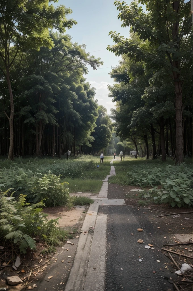 Illustrative image of the difference between a polluted environment due to air pollution and a healthy, unpolluted green environment
