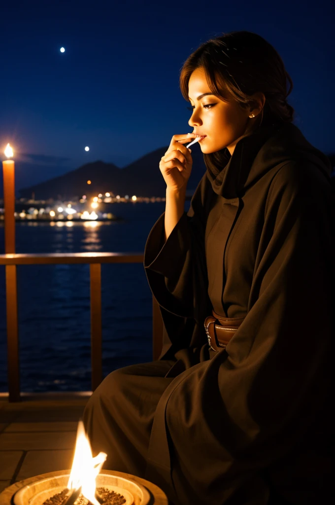 Night sitting ani smoking segrate